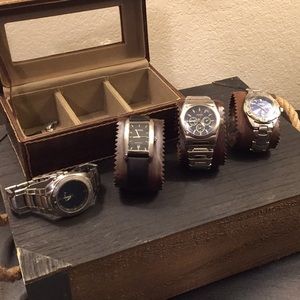 Set of 4 used fossil watches